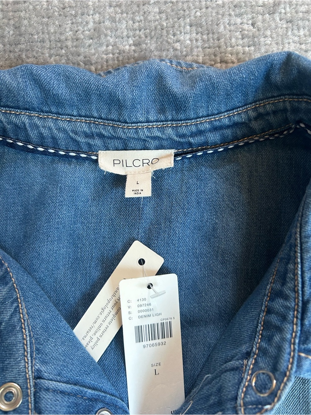 NWT Anthropologie Pilcro Size Large Blue Ruffle Denim Mini Shirt Dress - Picture 13 of 16